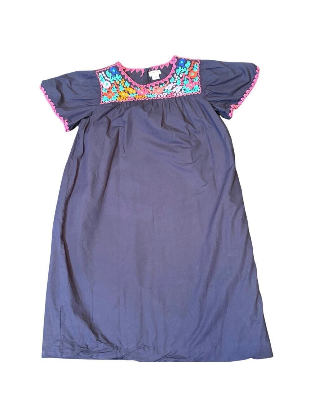 crewcuts Girls Embroidered Dress Navy Floral Cotton Size 12